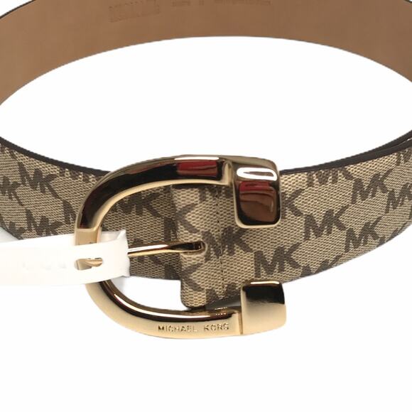 Michael Kors Logo Belt Tan Brown Size Medium - Picture 2 of 5